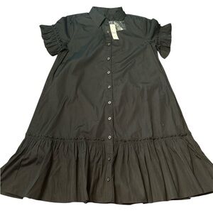 J. Crew Women’s Amelia Shirt-dress in Cotton Poplin Black Size XS NWT #BY923